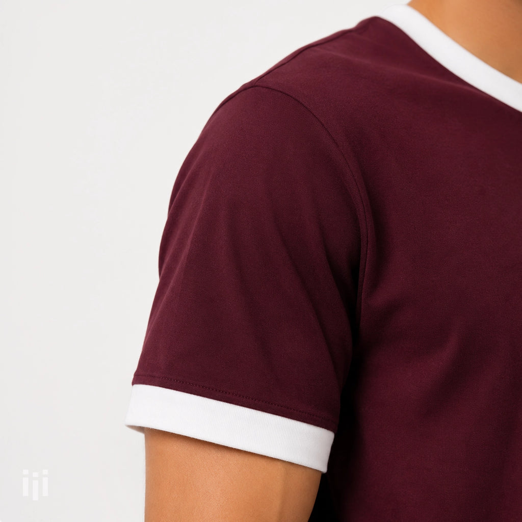 Burgundy - Regular Ringer T-Shirt