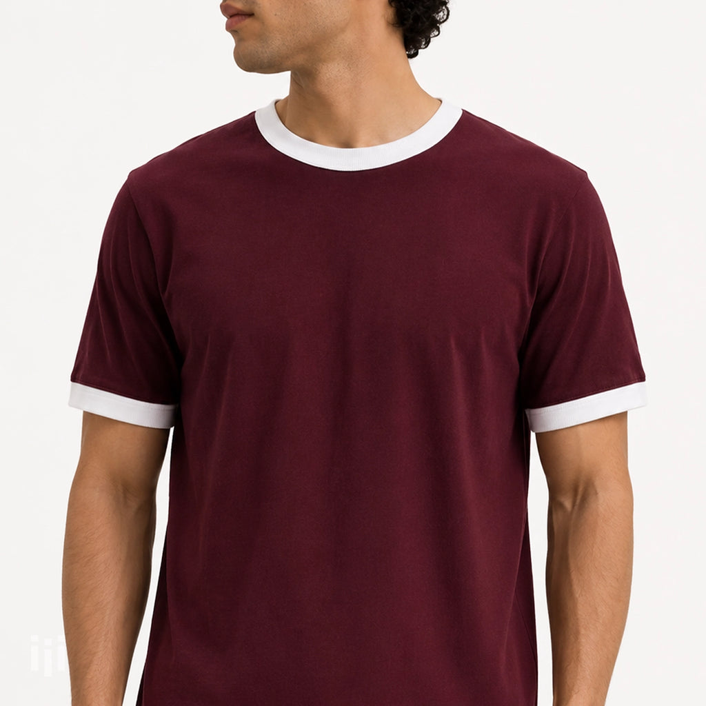Burgundy - Regular Ringer T-Shirt