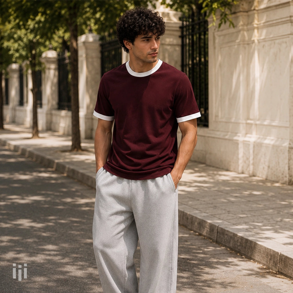 Burgundy - Regular Ringer T-Shirt