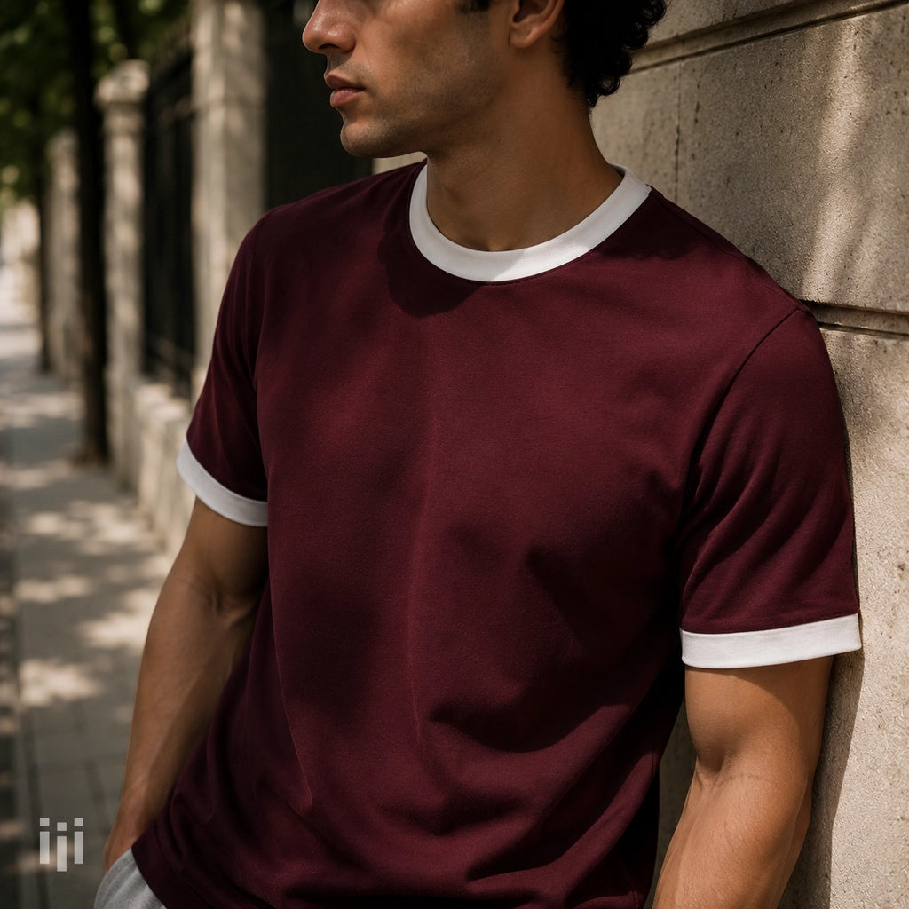 Burgundy - Regular Ringer T-Shirt